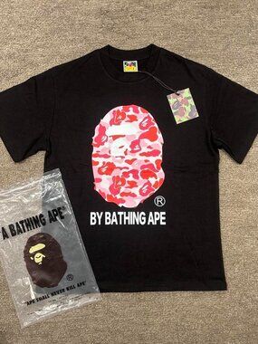 A Bathing Ape ABC Camo Ape Head T-Shirt - Black / Pink